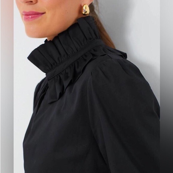 NWT - Tuckernuck Black Ruffle Neck Bouvier Blouse - XS - Picture 3 of 10